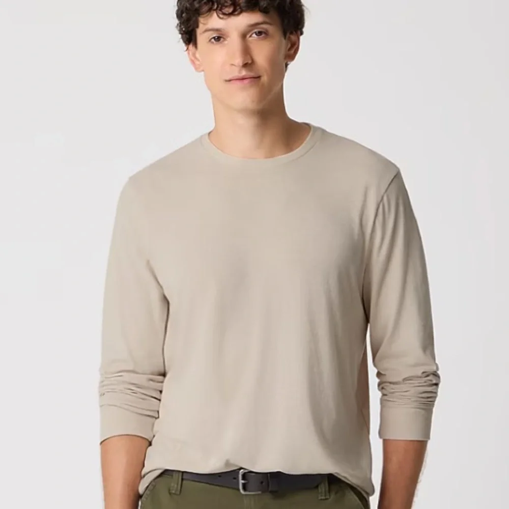 J crew heather oatmeal Long-sleeve washed jersey tee